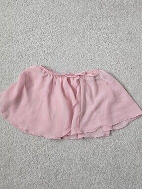 ​Moret Kids Pink Chiffon Dance Skirt Girls Size Medium 8/10 Mock Wrap Sheer